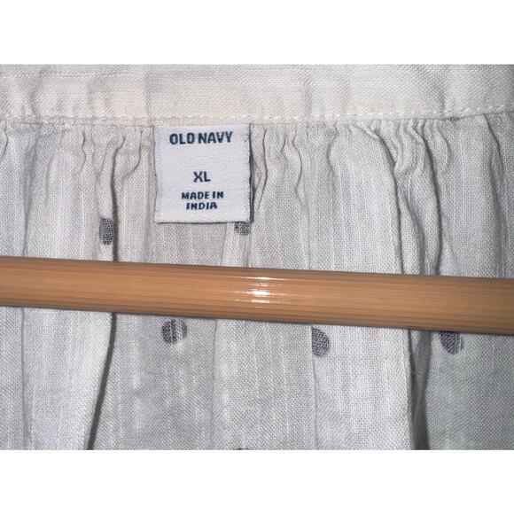 Old Navy Polka Dot Peasant Top Womens XL Lightweight Flowy Textured Beach Costal - Picture 6 of 7